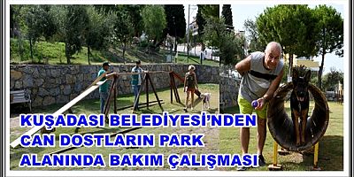 KUŞADASI BELEDİYESİ’NDEN CAN DOSTLARIN PARK ALANINDA BAKIM ÇALIŞMASI
