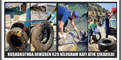 KUŞADASI’NDA DENİZDEN 628 KİLOGRAM KATI ATIK ÇIKARILDI